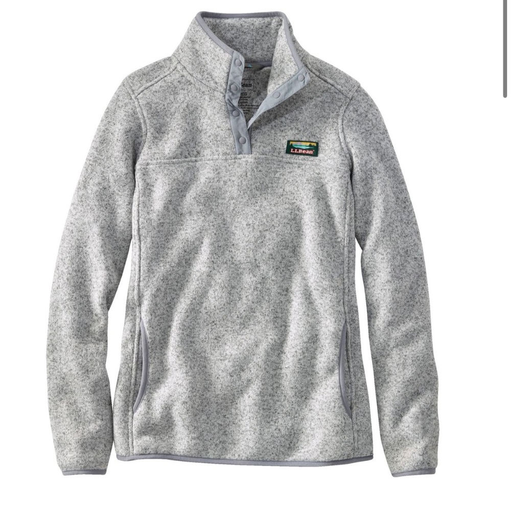 L.L. Bean Heather Gray Sweater Fleece Pullover